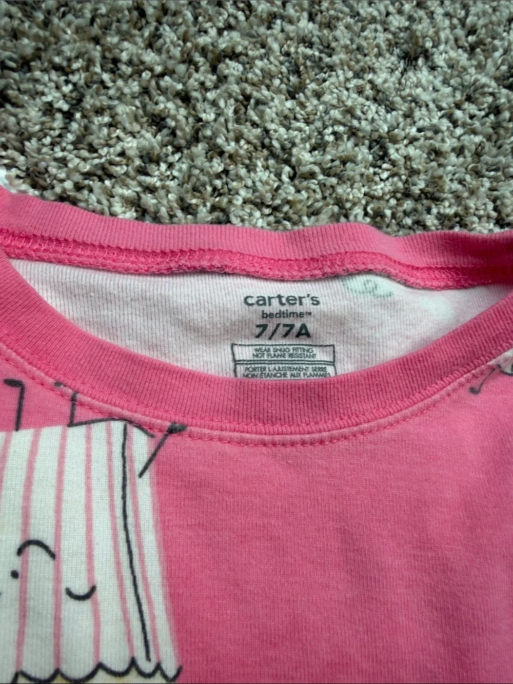 2 - Carters girls Pink Popcorn & Movie Night Pajamas size 7